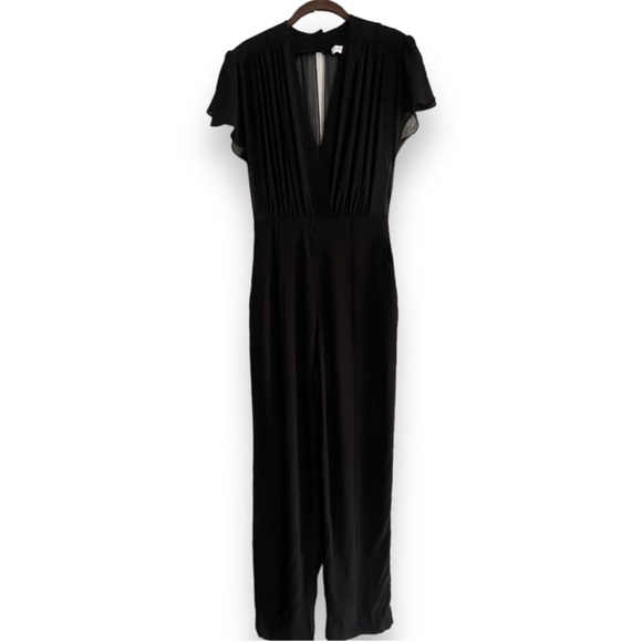 Sandro Pointers Sheer Crossover Jumpsuit Jumper Black Sz 1 US Size 4 Small - Picture 3 of 8